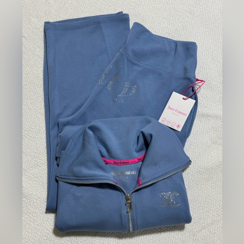NEW! NWT JUICY COUTURE OG Bling Logo Tracksuit Set Frosted Blue Size L